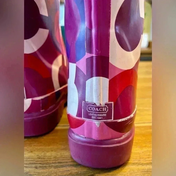 COACH Periwinkle Tall Rain Boots, Galoshes, Women’s 8B - Picture 7 of 12